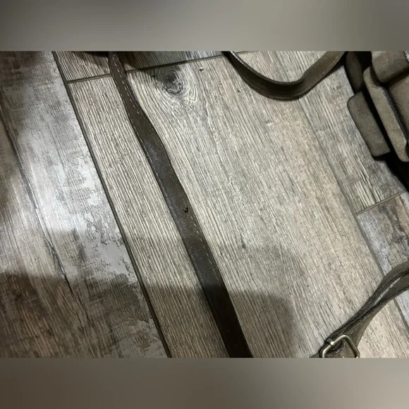 Sundance Grey Taupe Leather suede Crossbody Bag purse Made in Italy - Picture 5 of 9